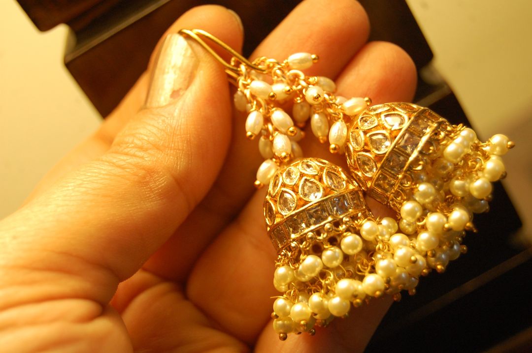 JHUMKIS IN KUNDAN WITH PEARLS