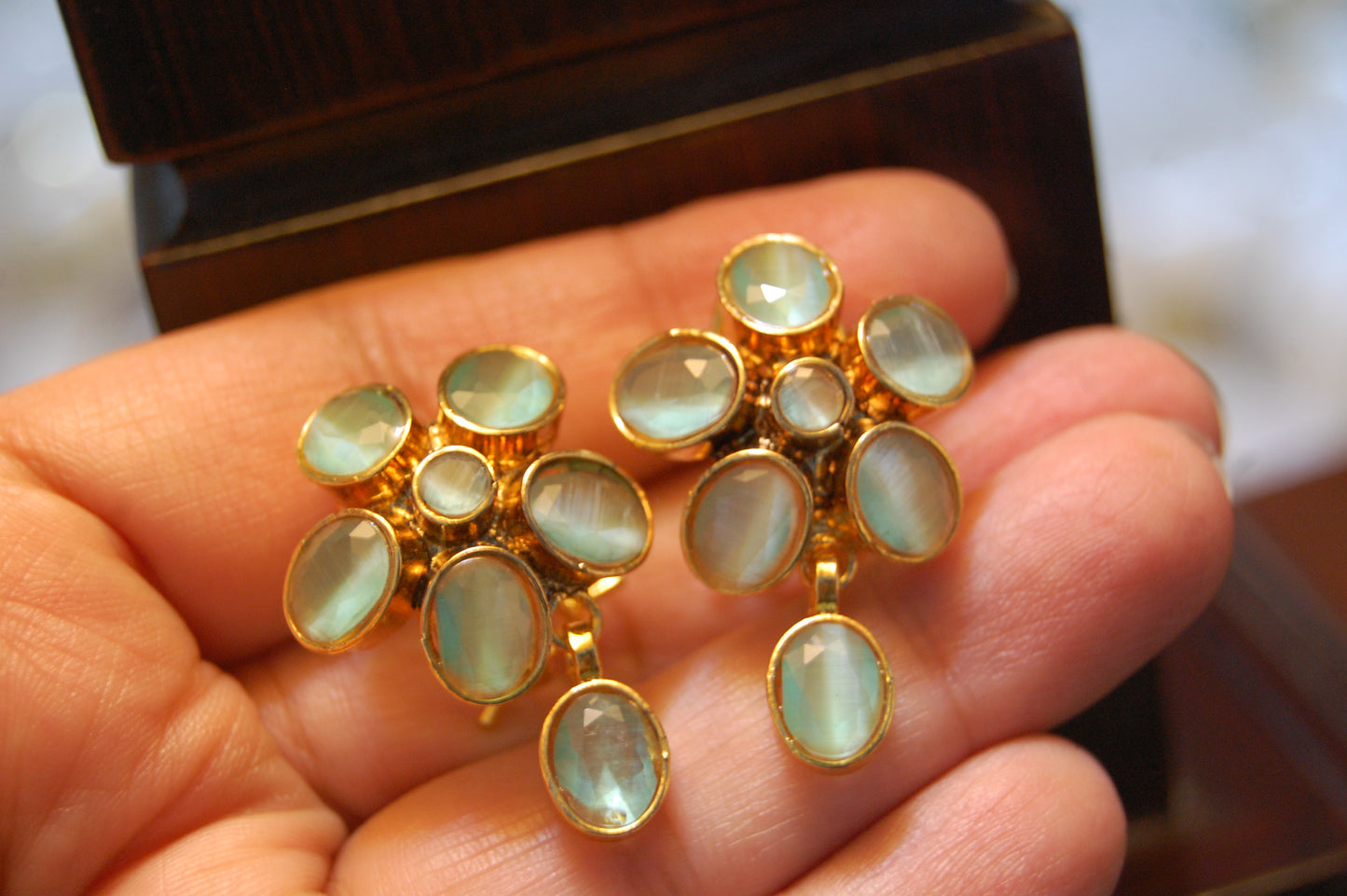 JADE GREEN FLORAL EARRINGS