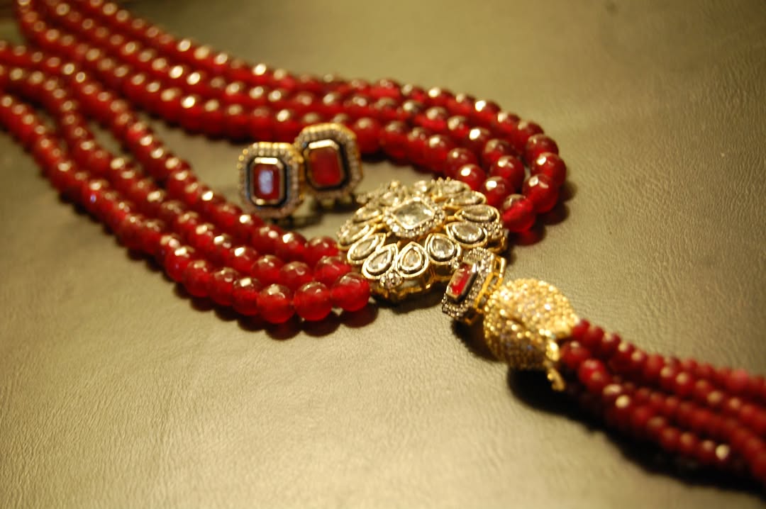 RUBY RED LONG MALA WITH TUSSEL