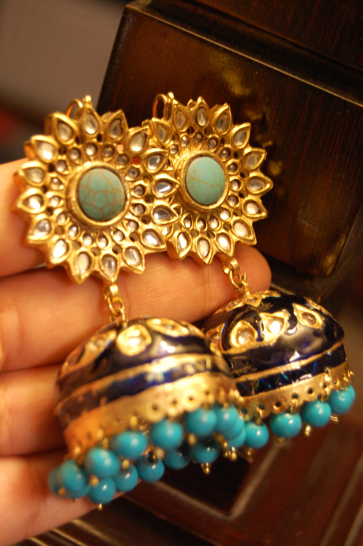BLUE MEENA & FEROZA KUNDAN JHUMKAS