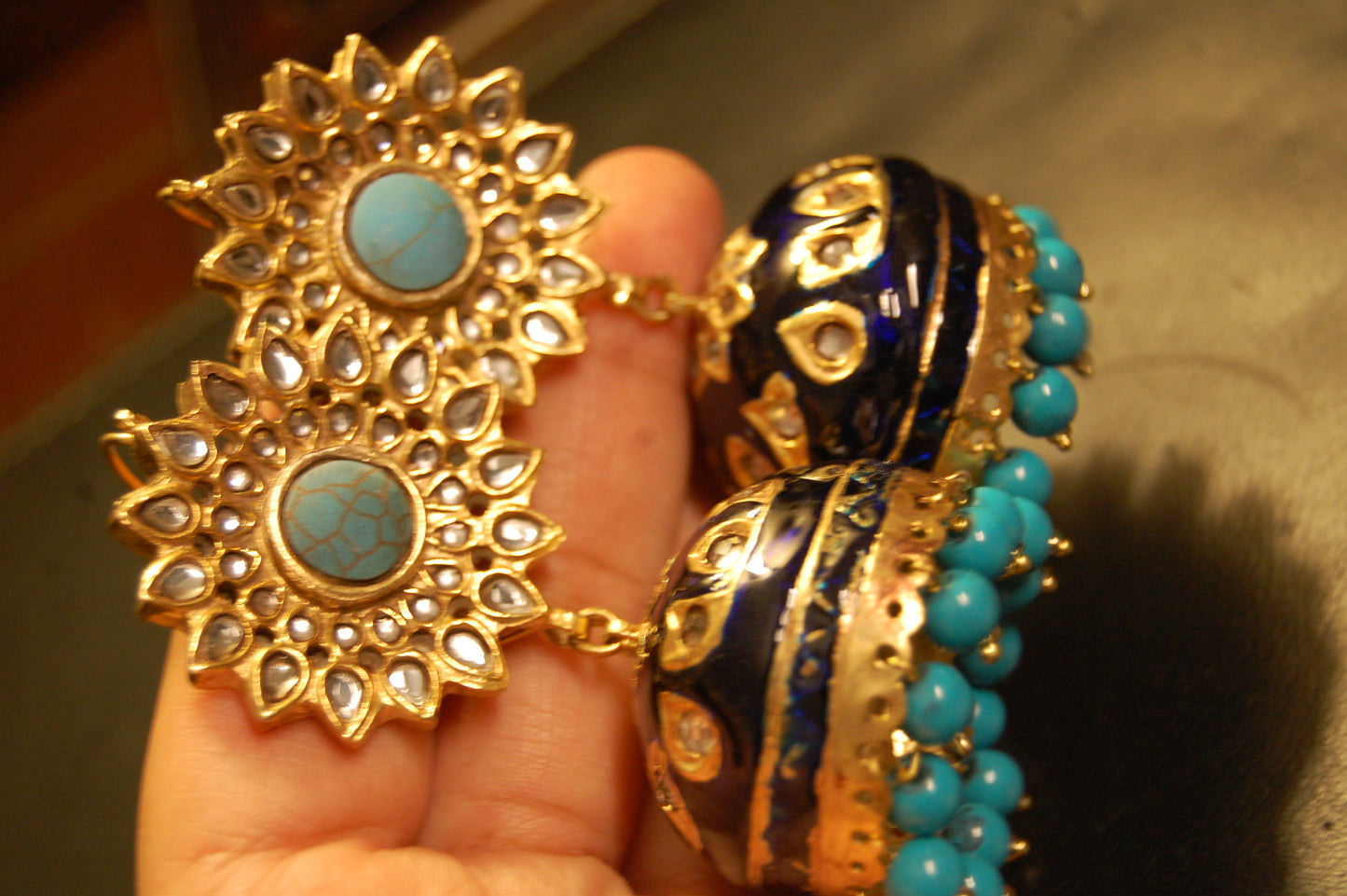BLUE MEENA & FEROZA KUNDAN JHUMKAS