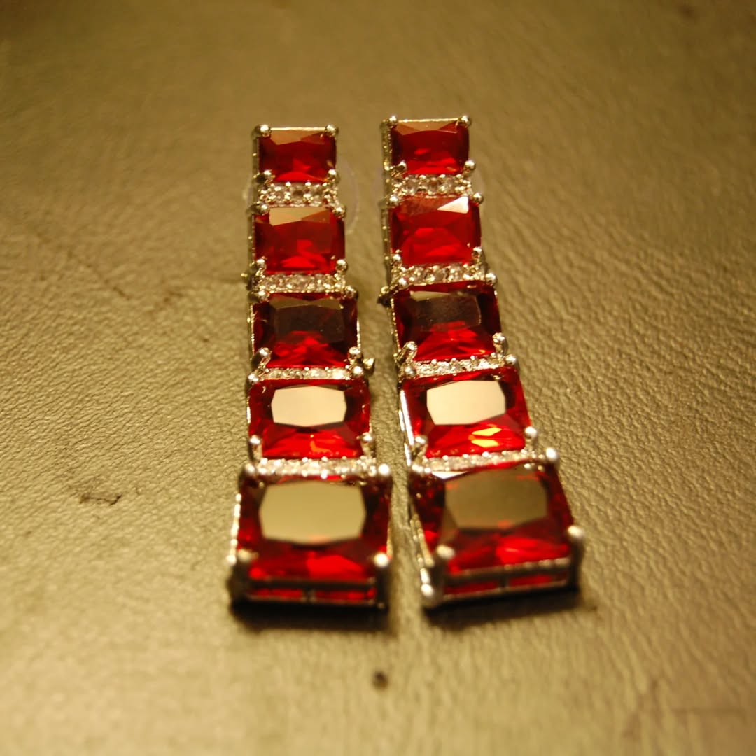 RED & ZIRCON EARRINGS