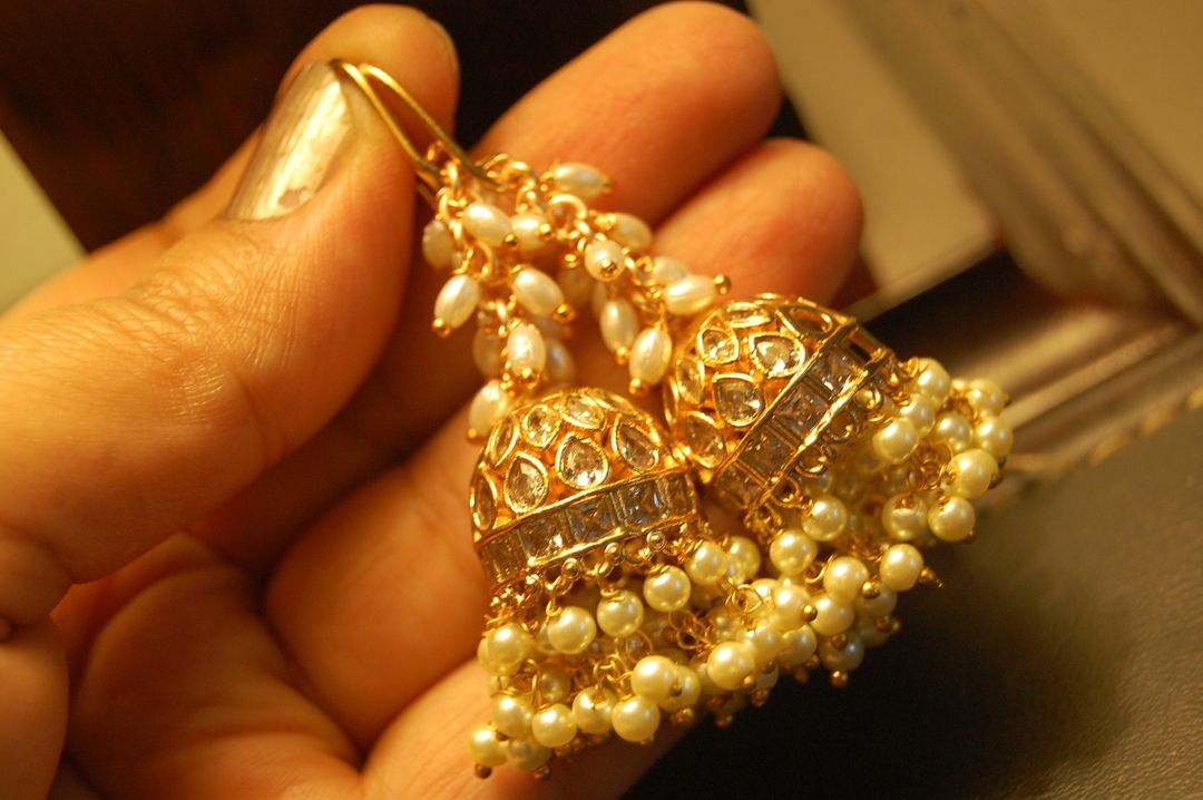 JHUMKIS IN KUNDAN WITH PEARLS