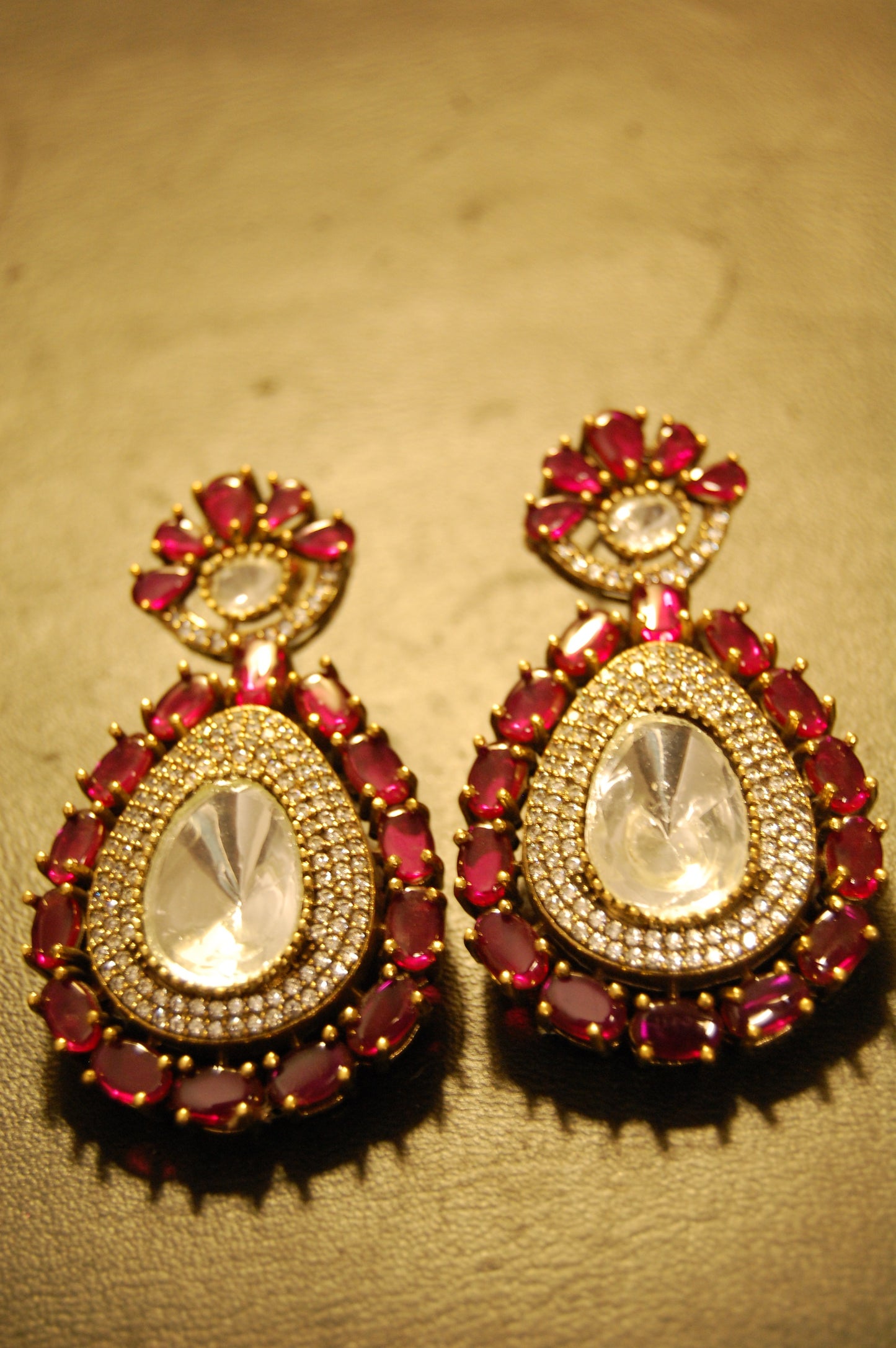 RED POLKI KUNDAN EARRINGS