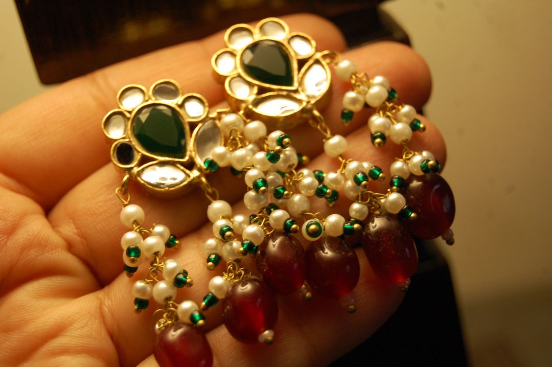 RED & GREEN KUNDAN EARRINGS