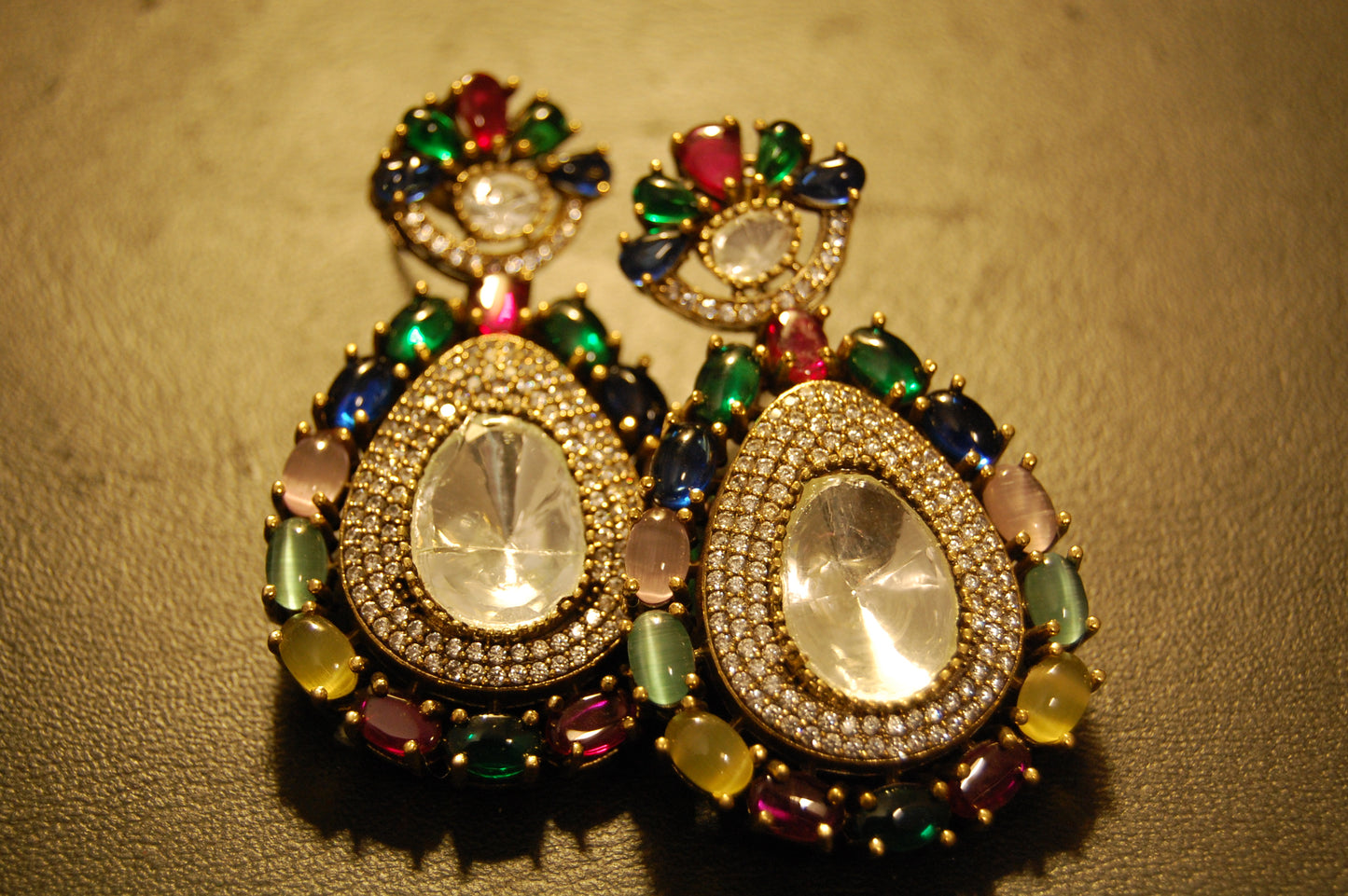 MULTI POLKI KUNDAN EARRINGS