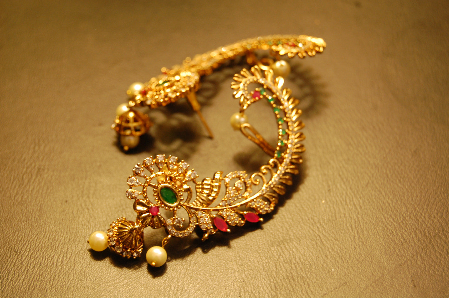 SOUTH INDIAN EARRINGS IN RED & GREEN