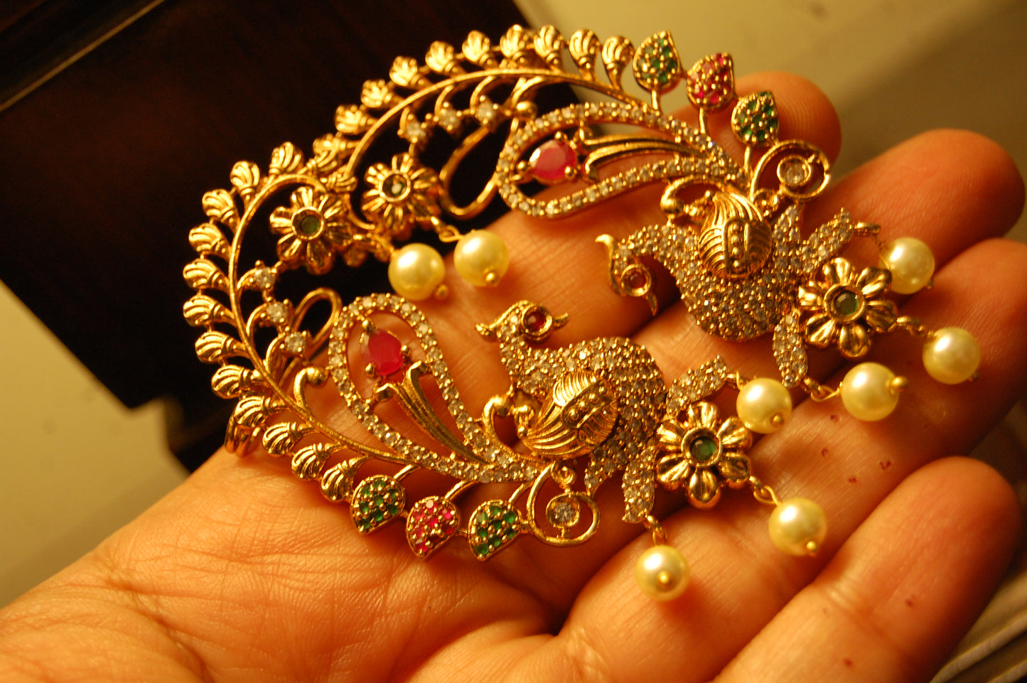 SOUTH INDIAN EARRINGS IN RED & GREEN