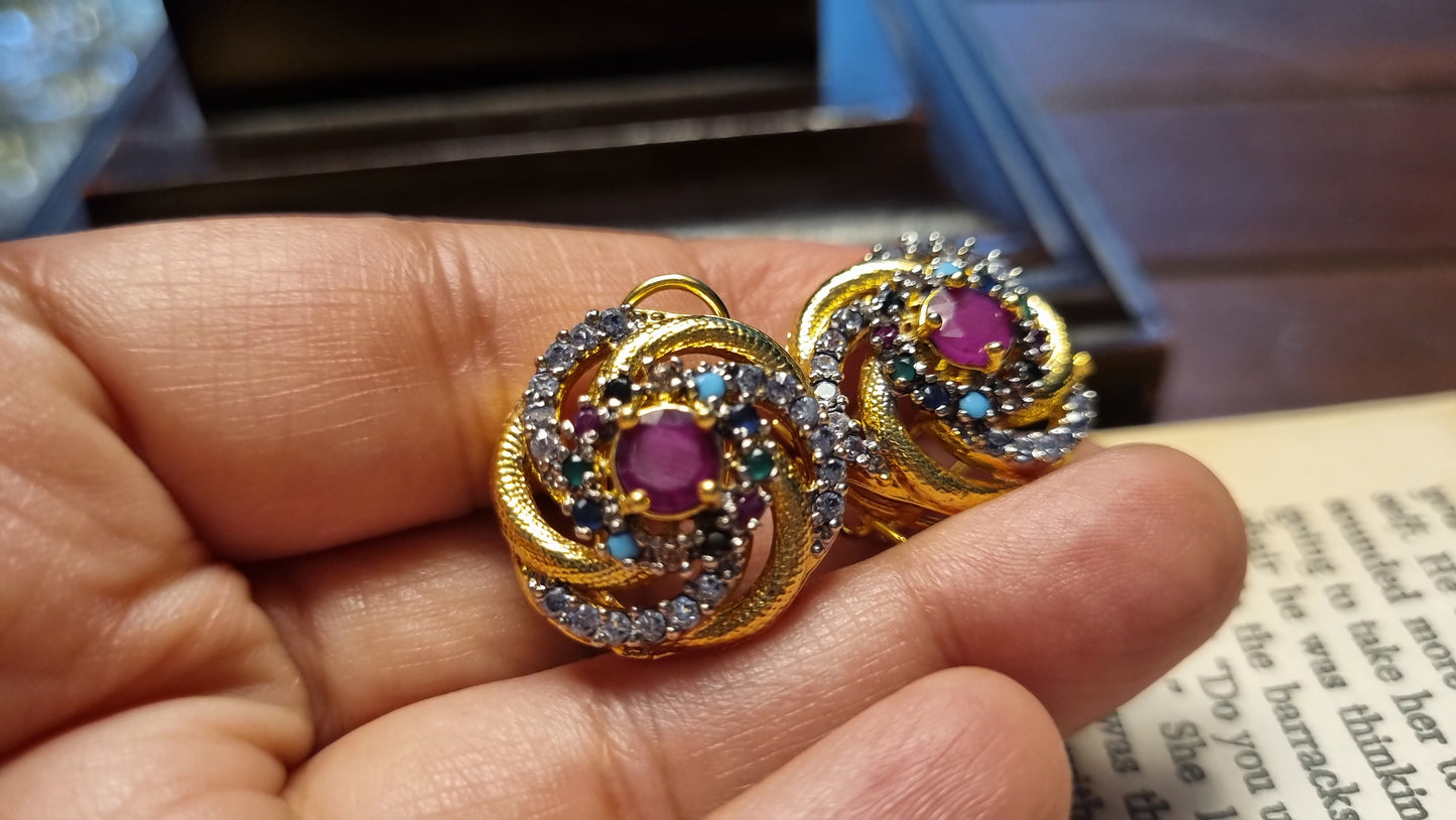 ELEGANT RED & MULTI EARRINGS