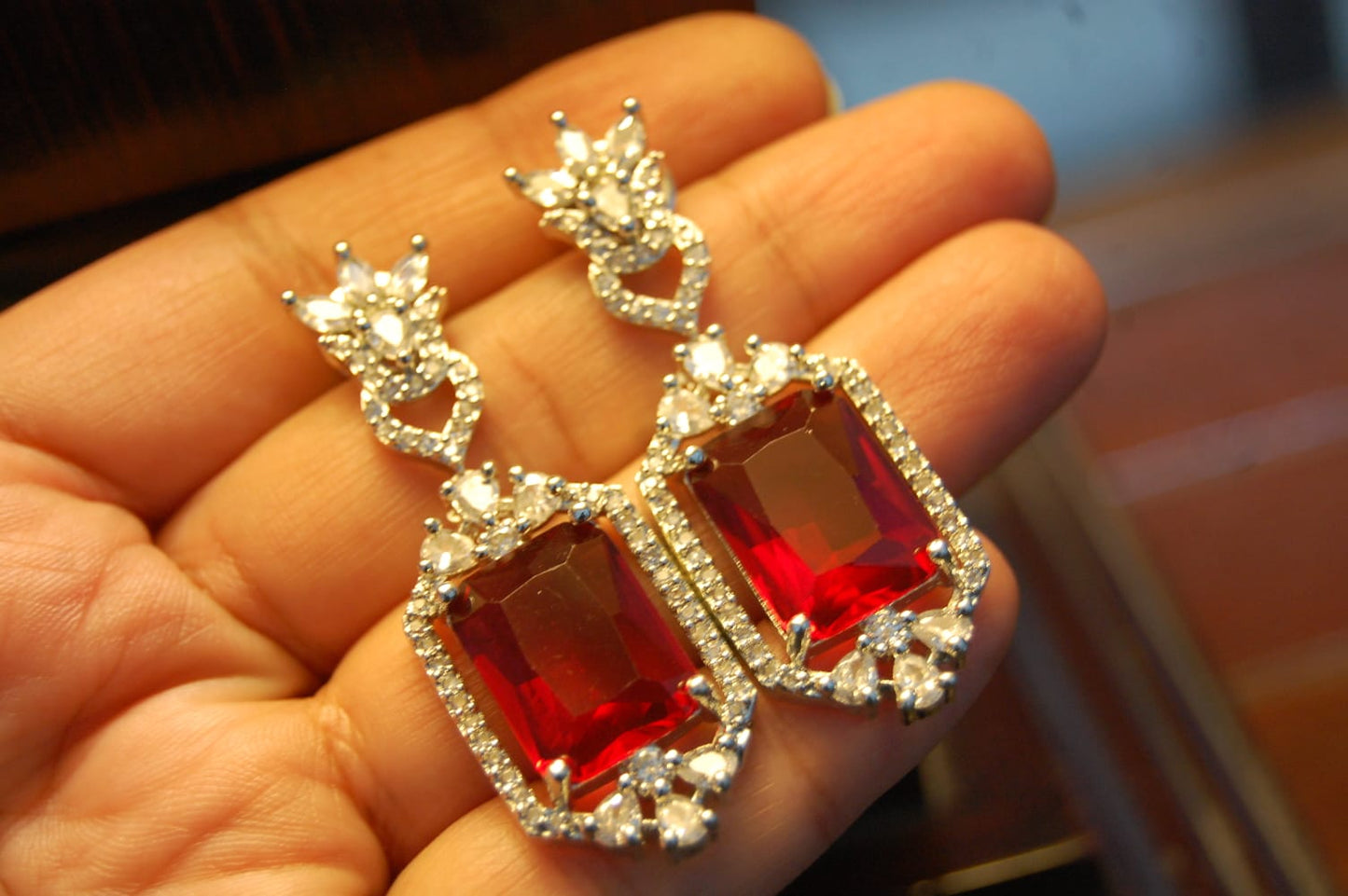 RED ZIRCON EARRINGS