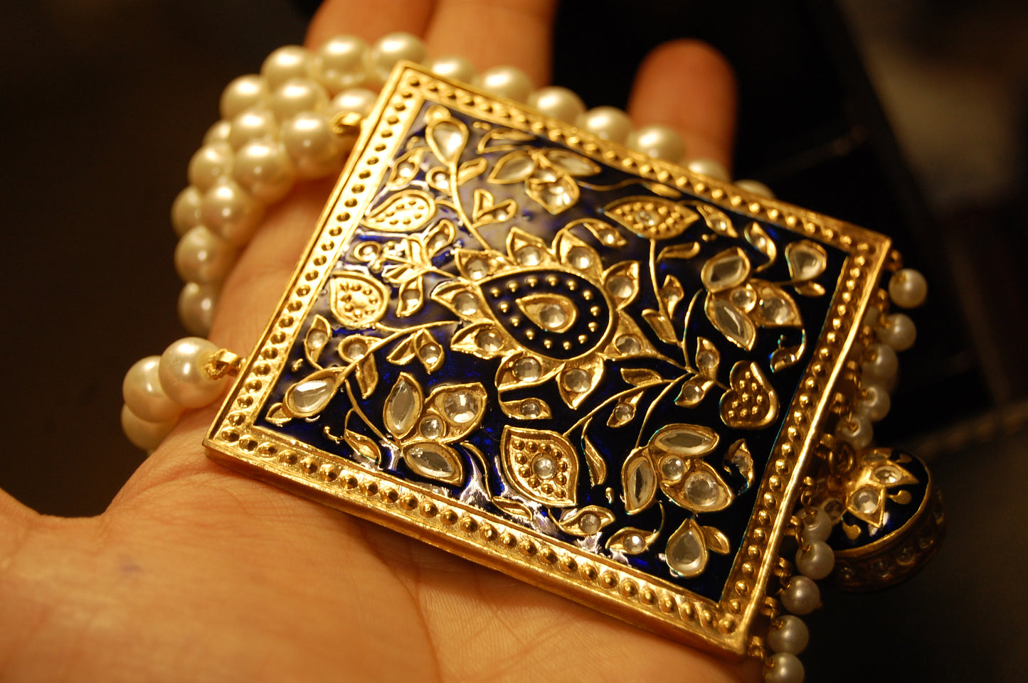 KUNDAN & BLUE MEENA MALA SET