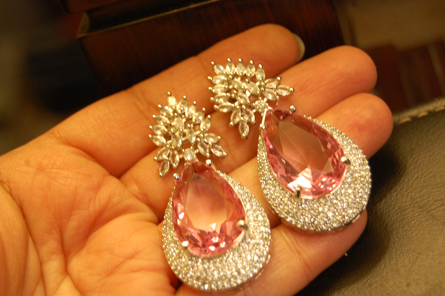 PINK ZIRCON EARRINGS