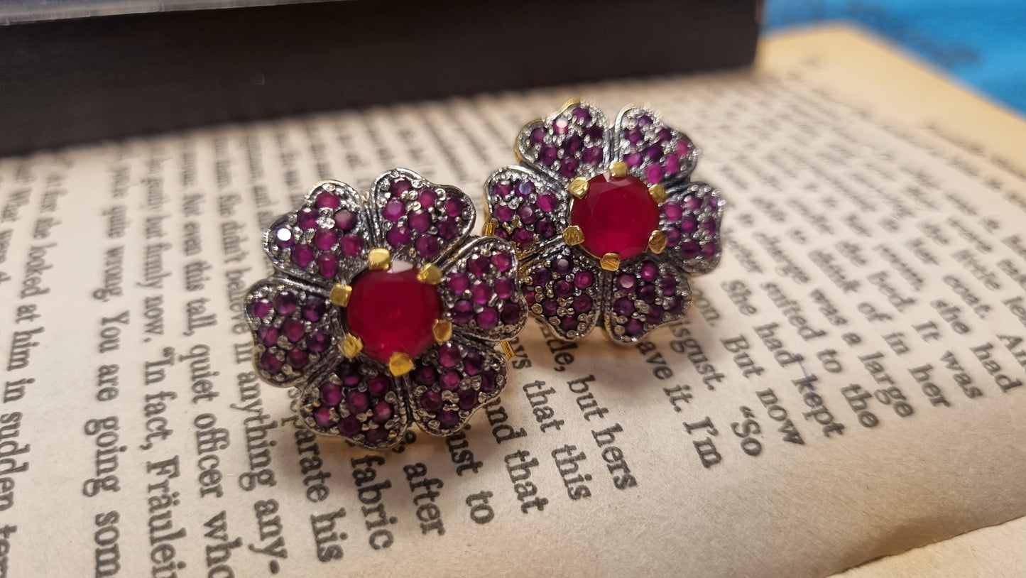 RED FLORAL EARRINGS