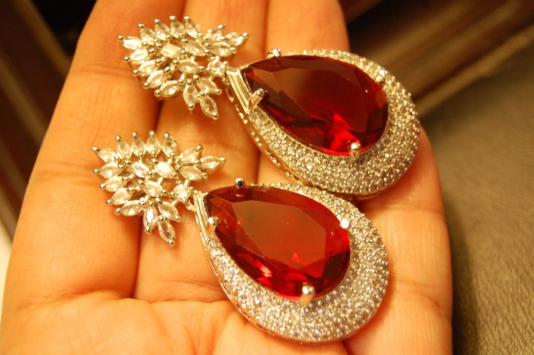 RUBY RED ZIRCON EARRINGS