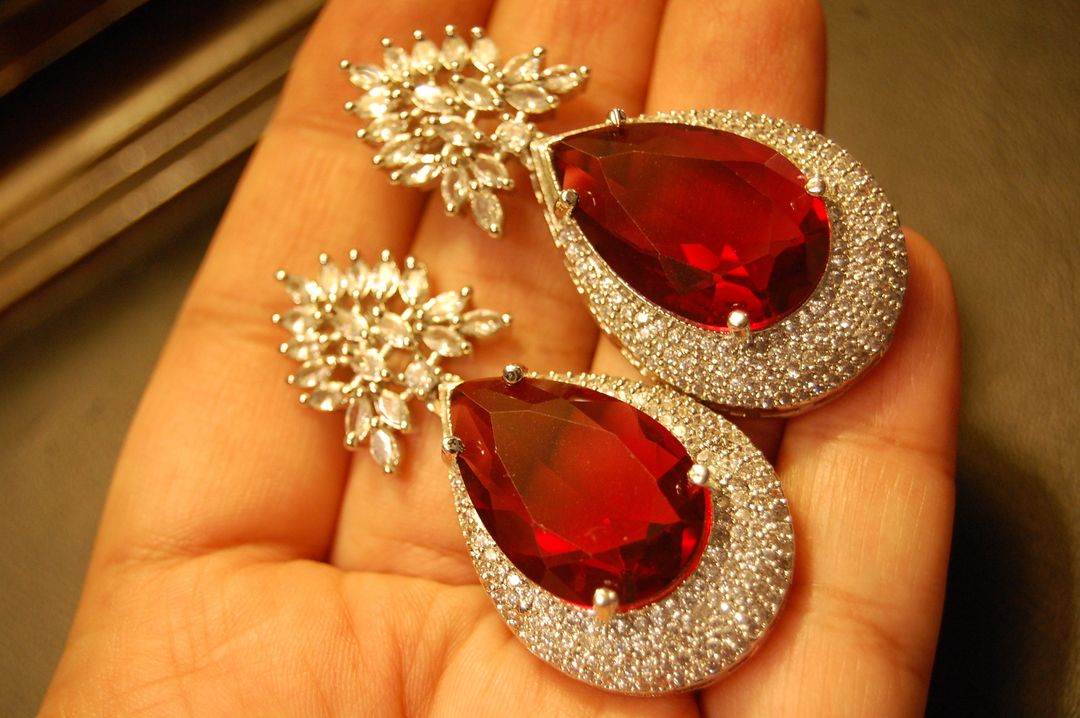 RUBY RED ZIRCON EARRINGS