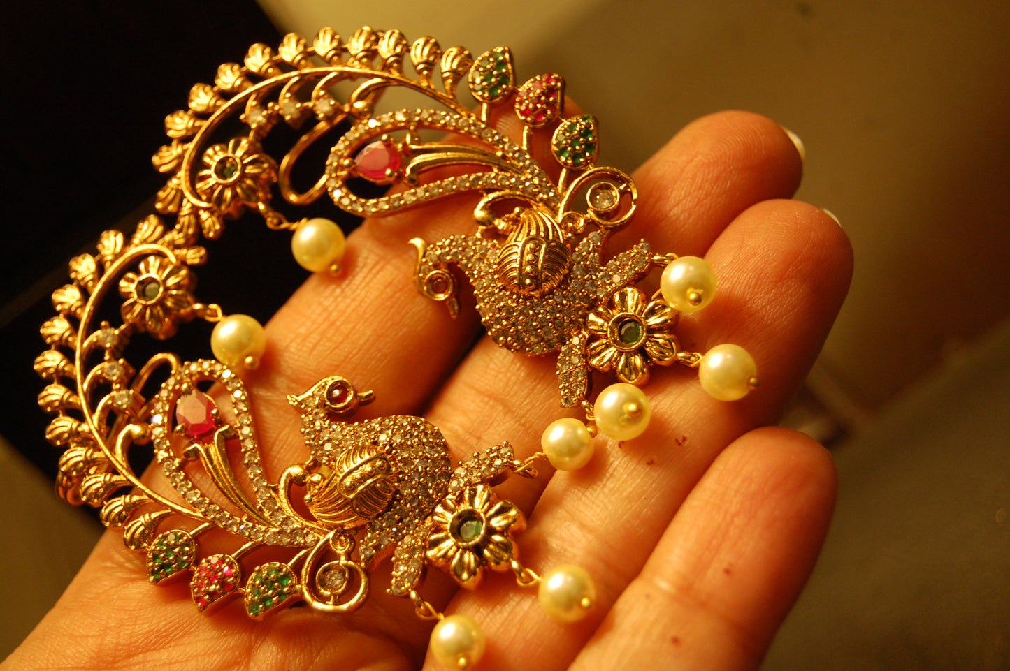 SOUTH INDIAN EARRINGS IN RED & GREEN