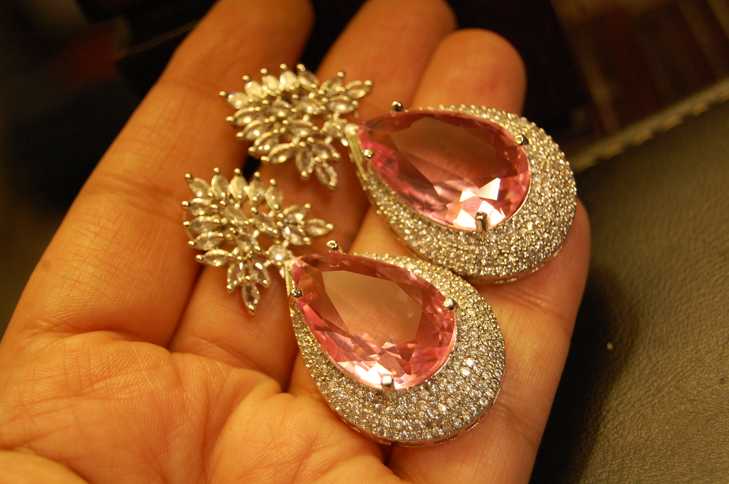 PINK ZIRCON EARRINGS