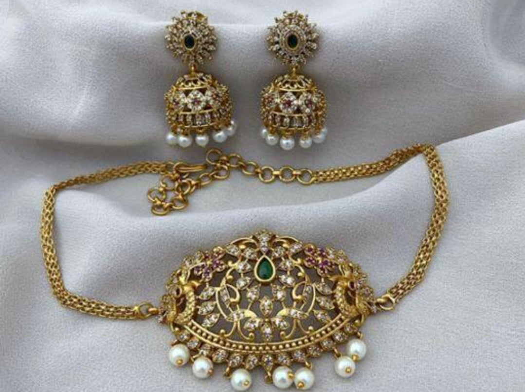 ELEGANT SOUTH INDIAN NECKLACE SET