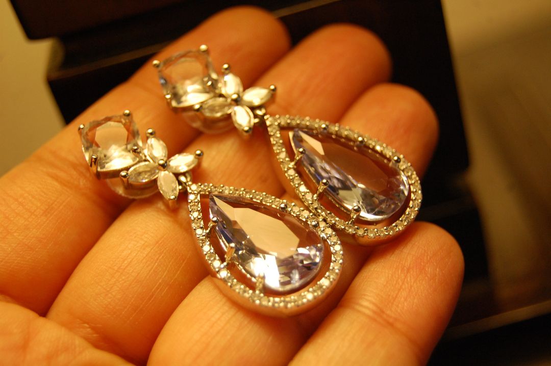 INDIAN AMERICAN DIAMOND EARRINGS IN LILAC