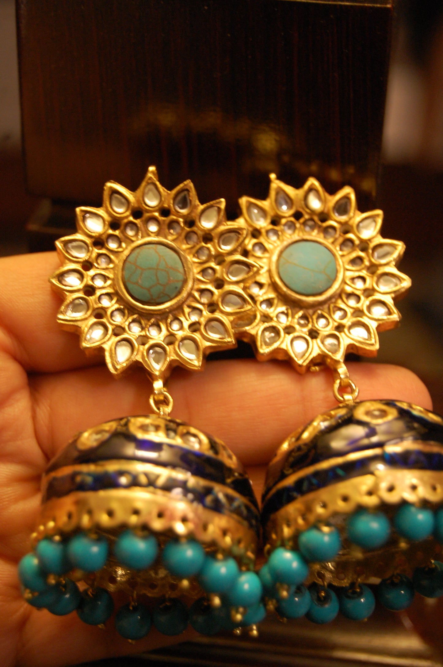 BLUE MEENA & FEROZA KUNDAN JHUMKAS