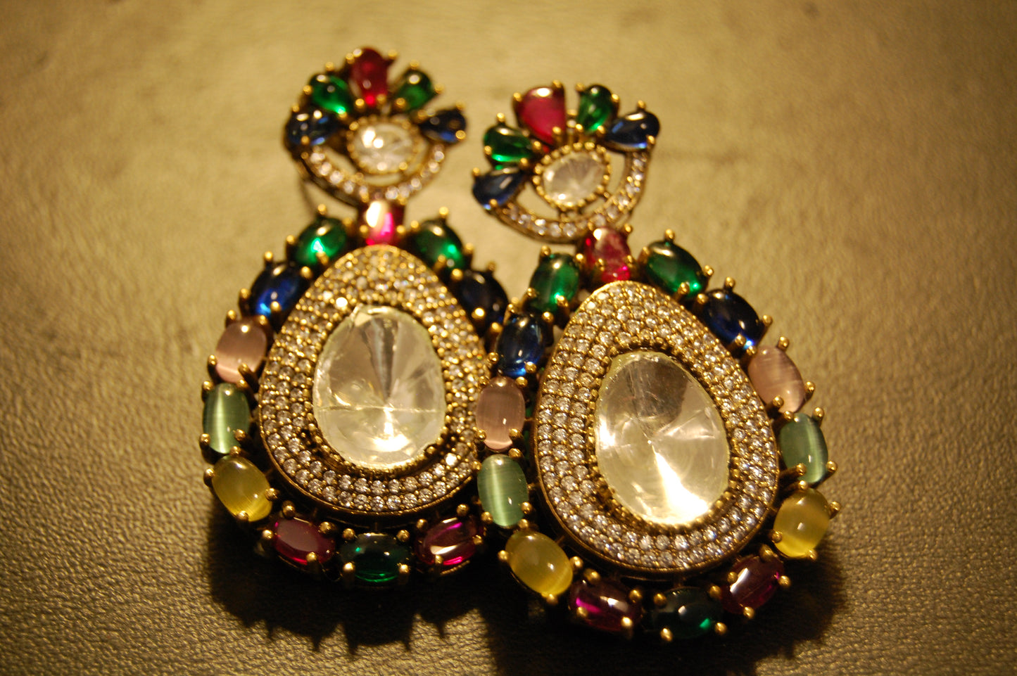 MULTI POLKI KUNDAN EARRINGS