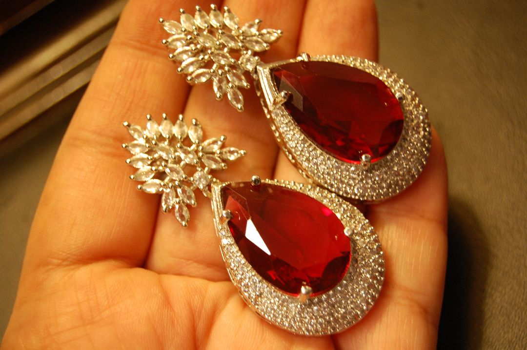 RUBY RED ZIRCON EARRINGS