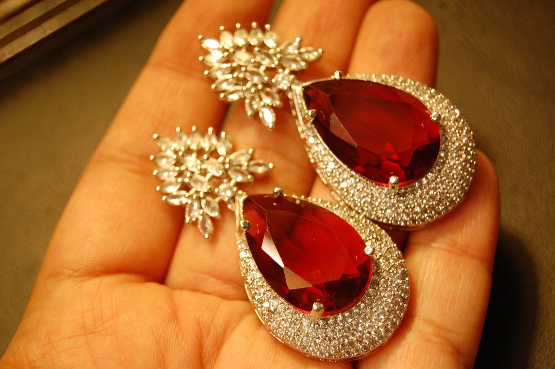 RUBY RED ZIRCON EARRINGS