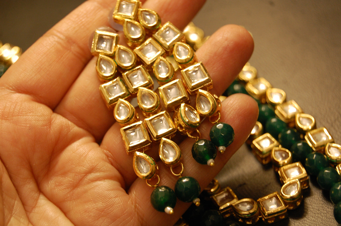 KUNDAN & GREEN MALA SET