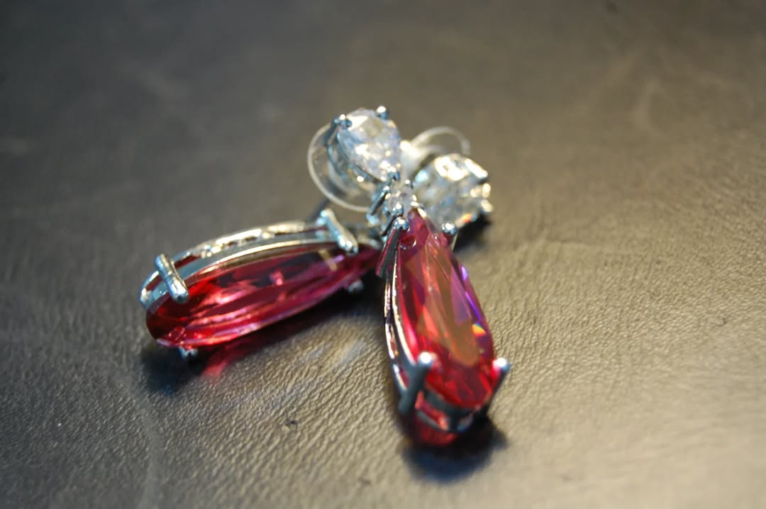 RED & ZIRCON EARRINGS