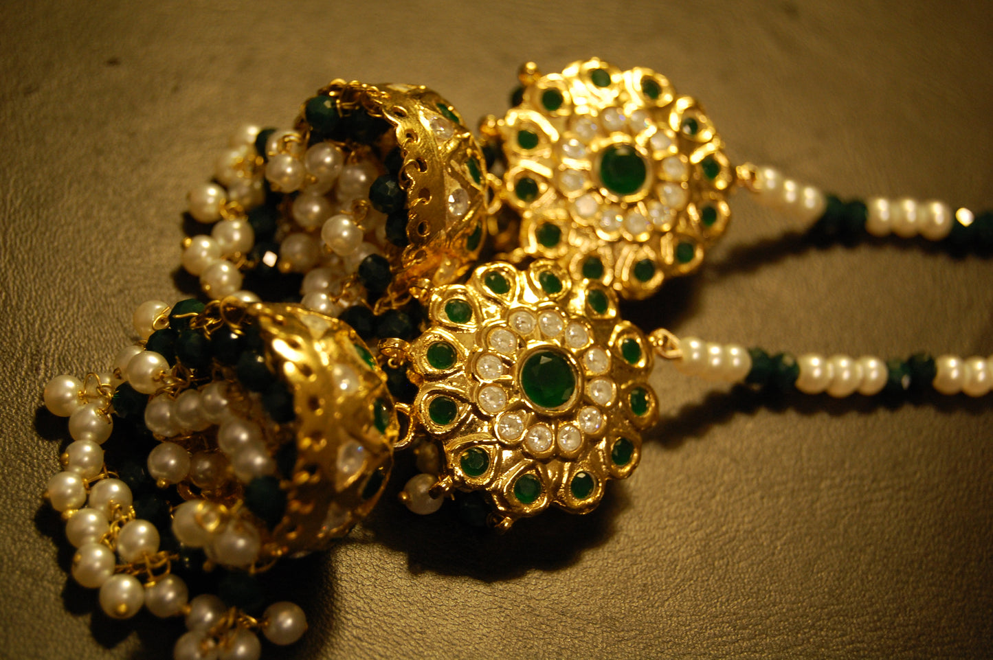 TRADITIONAL GREEN & KUNDAN JHUMKAS