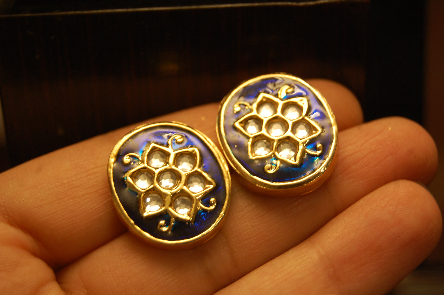 BLUE MEENA & KUNDAN EARRINGS