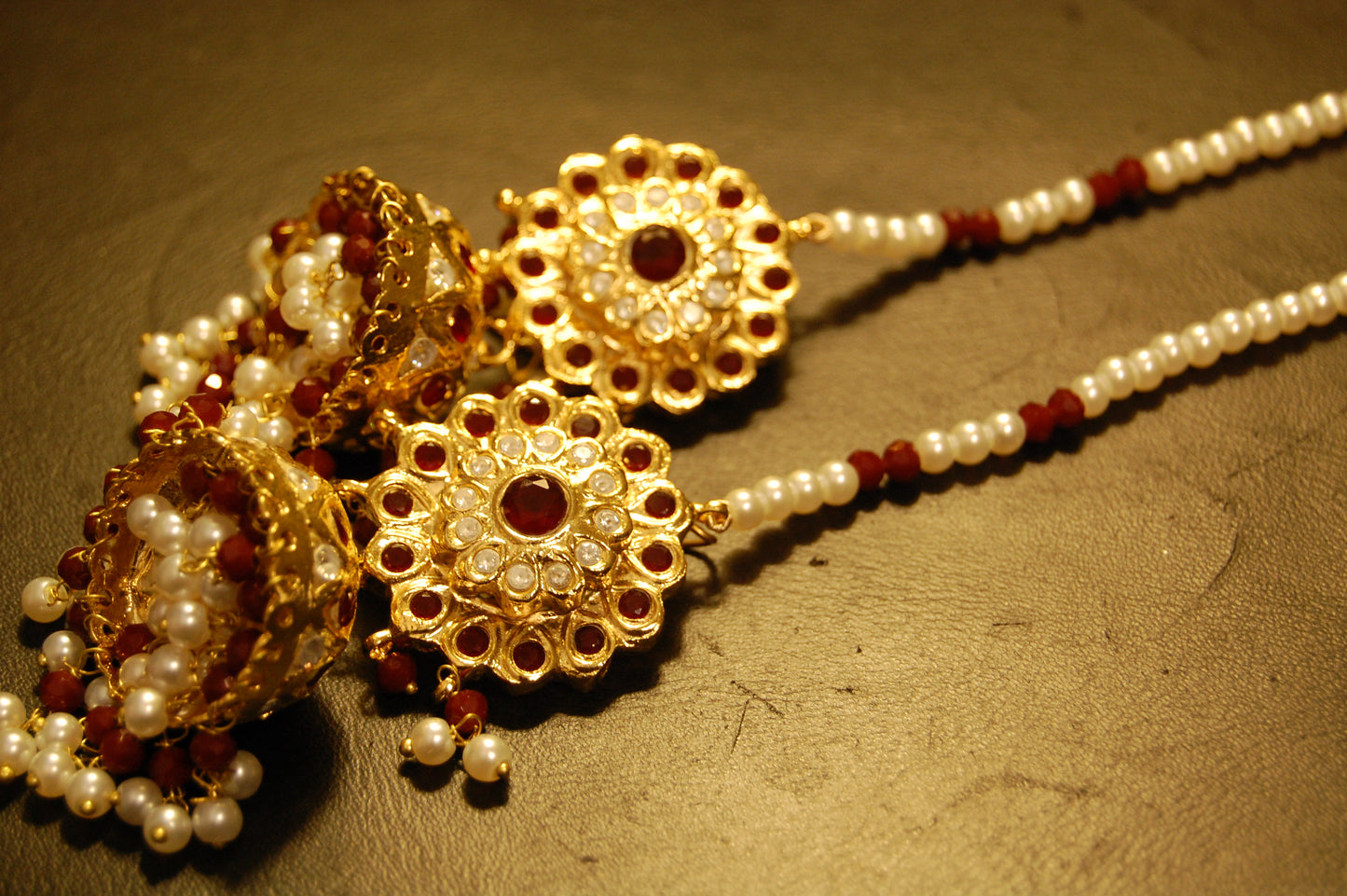 TRADITIONAL RED & KUNDAN JHUMKAS