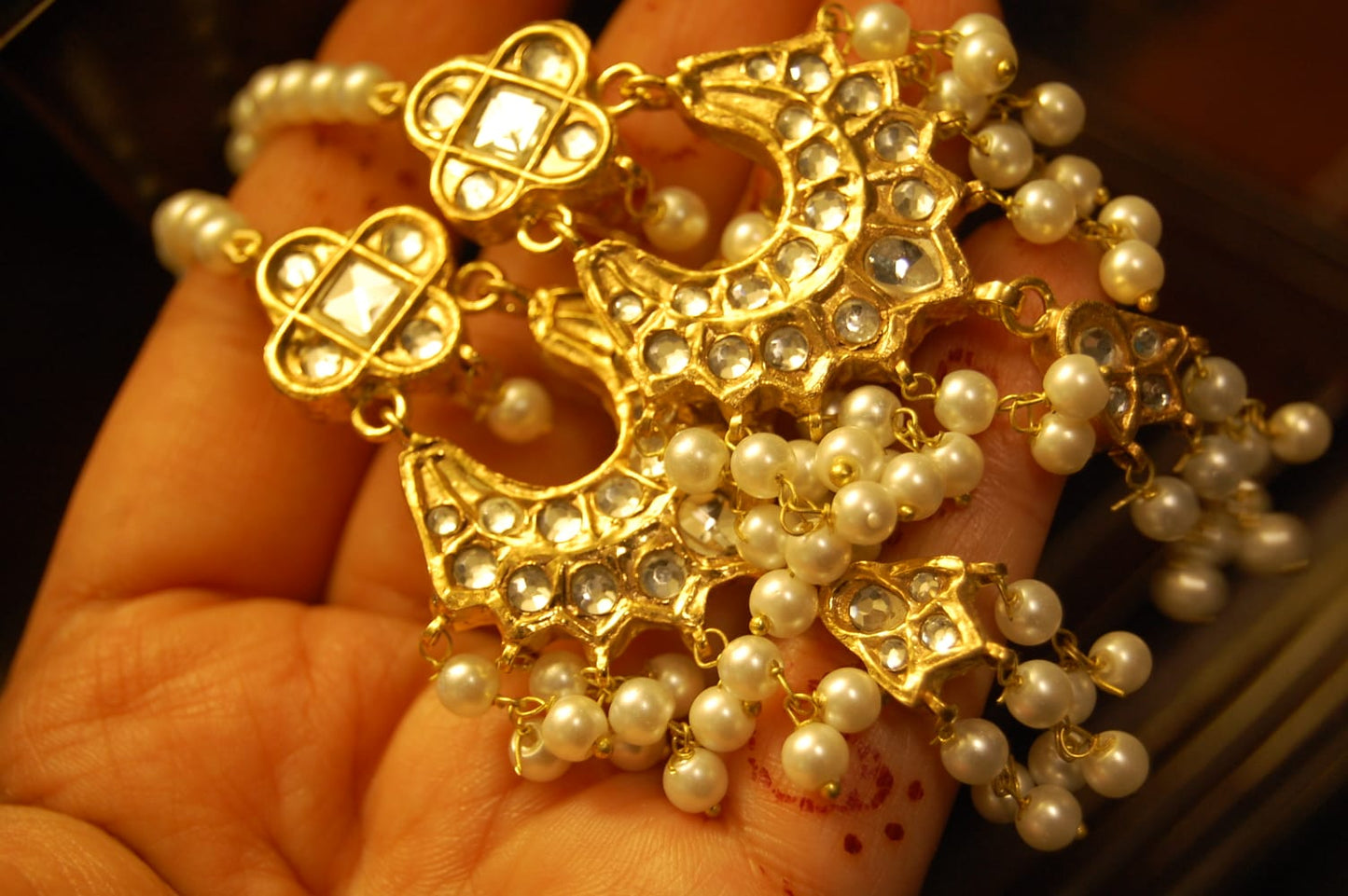 KUNDAN EARRINGS WITH PEARLS