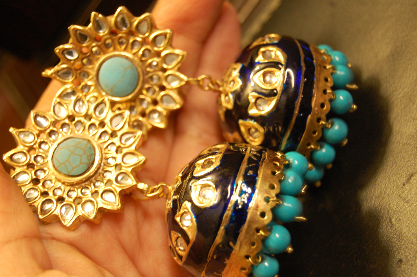 BLUE MEENA & FEROZA KUNDAN JHUMKAS