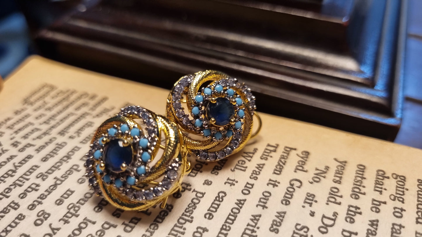 ELEGANT FEROZA & BLUE EARRINGS