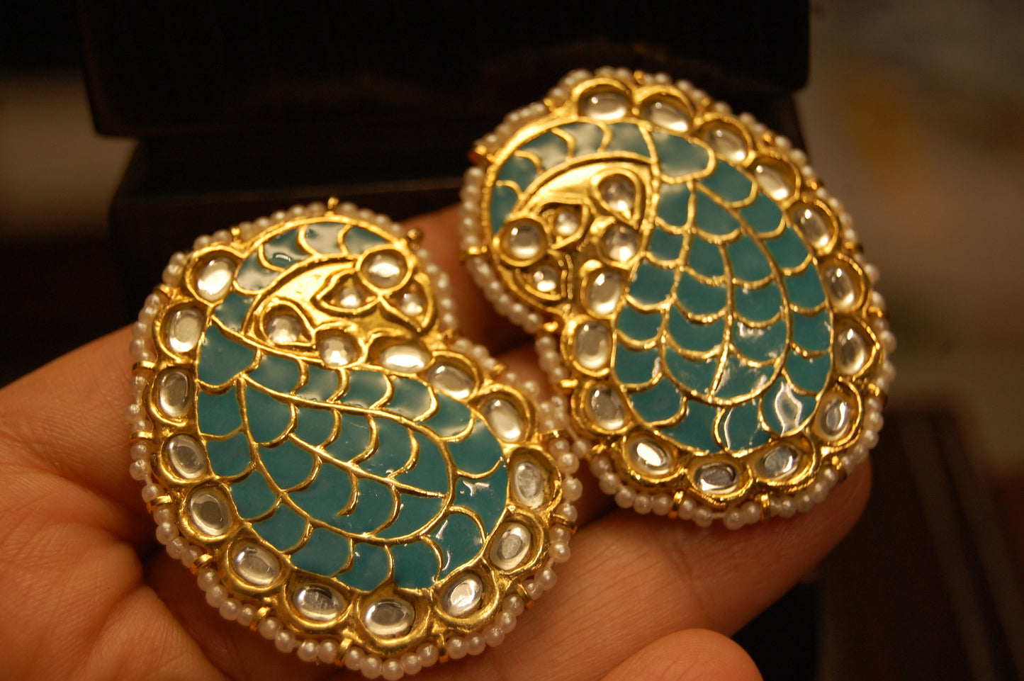 FEROZY KUNDAN & MEENA PAISLEY EARRINGS