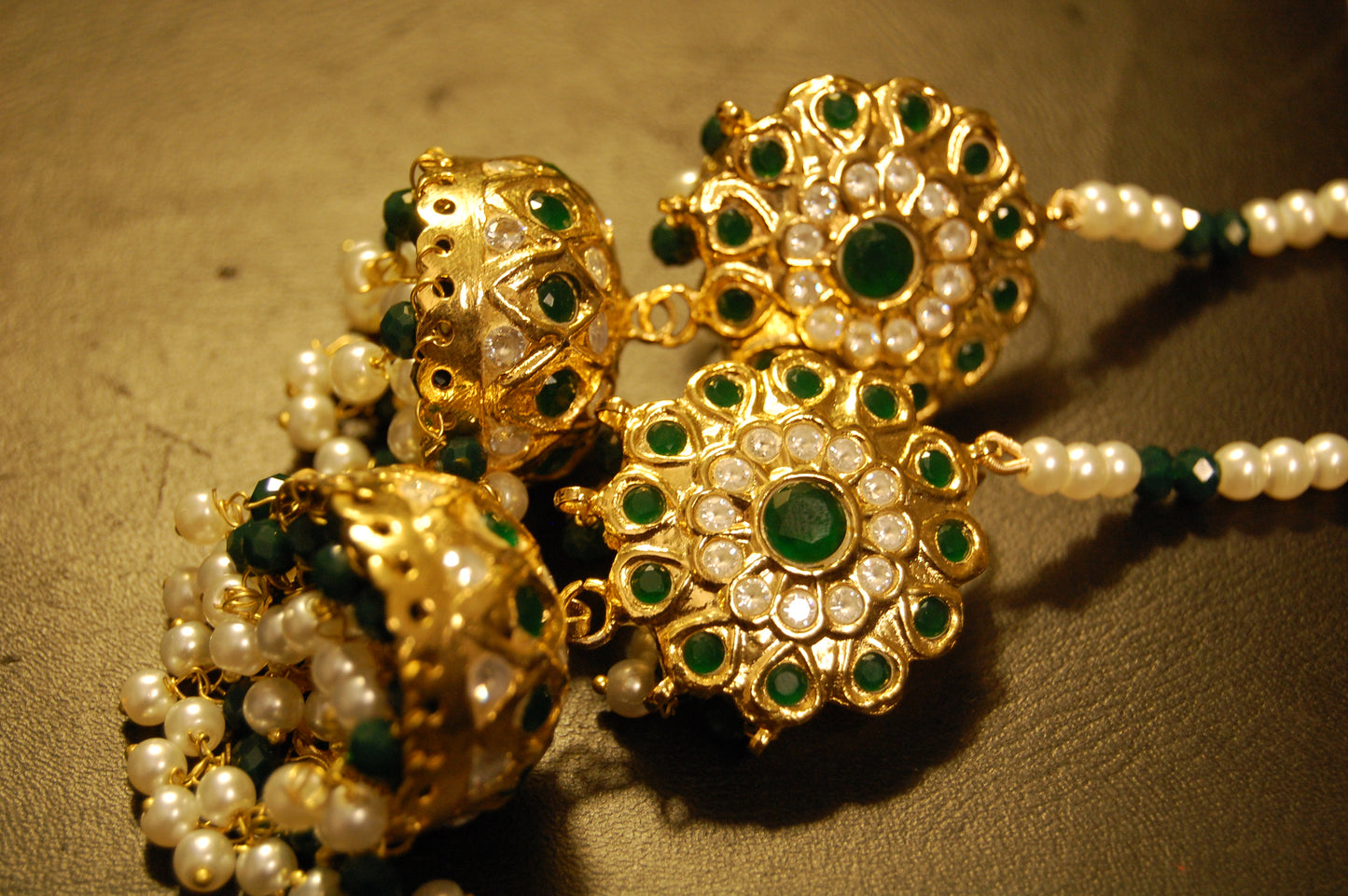 TRADITIONAL GREEN & KUNDAN JHUMKAS