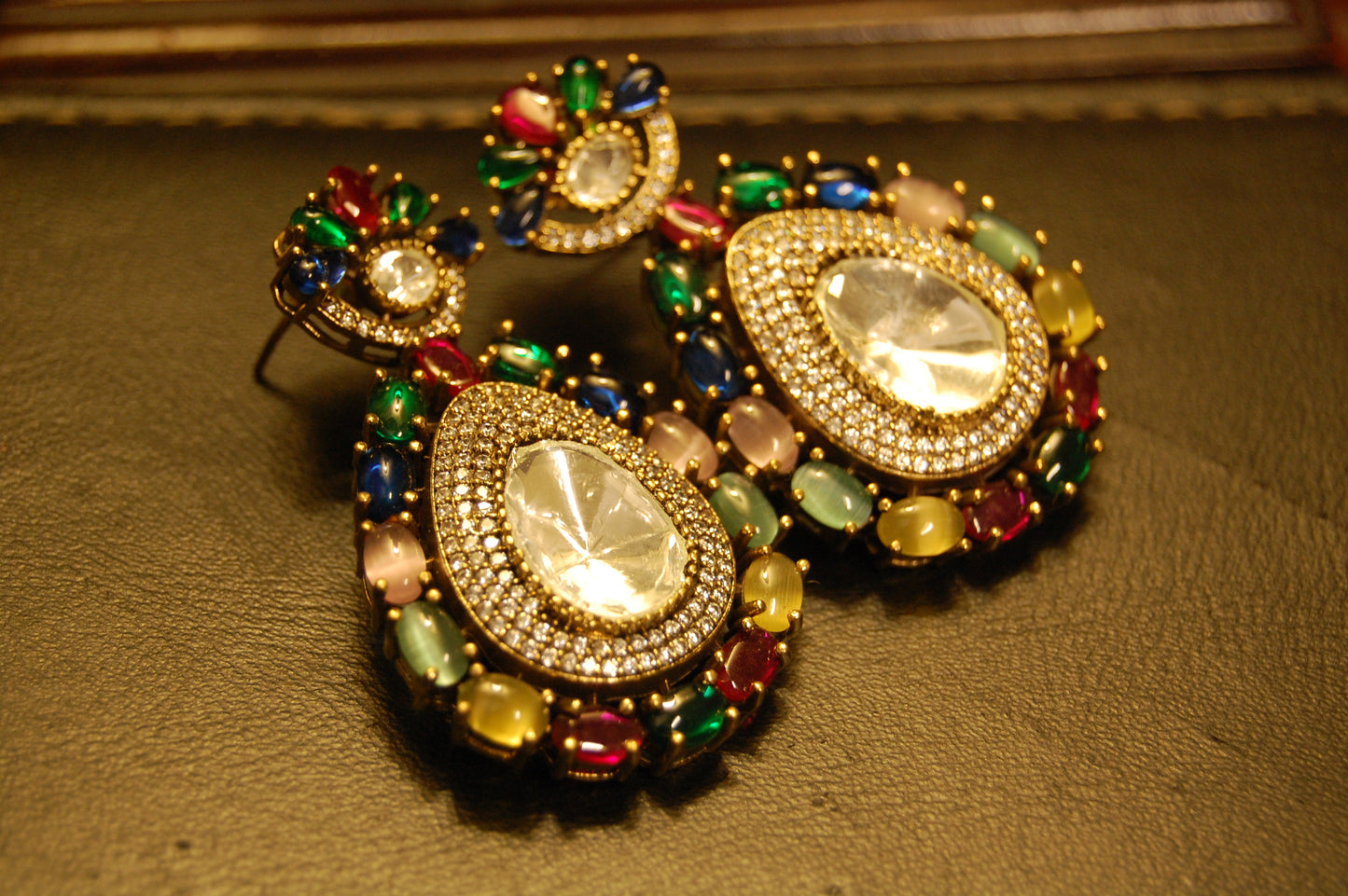 MULTI POLKI KUNDAN EARRINGS