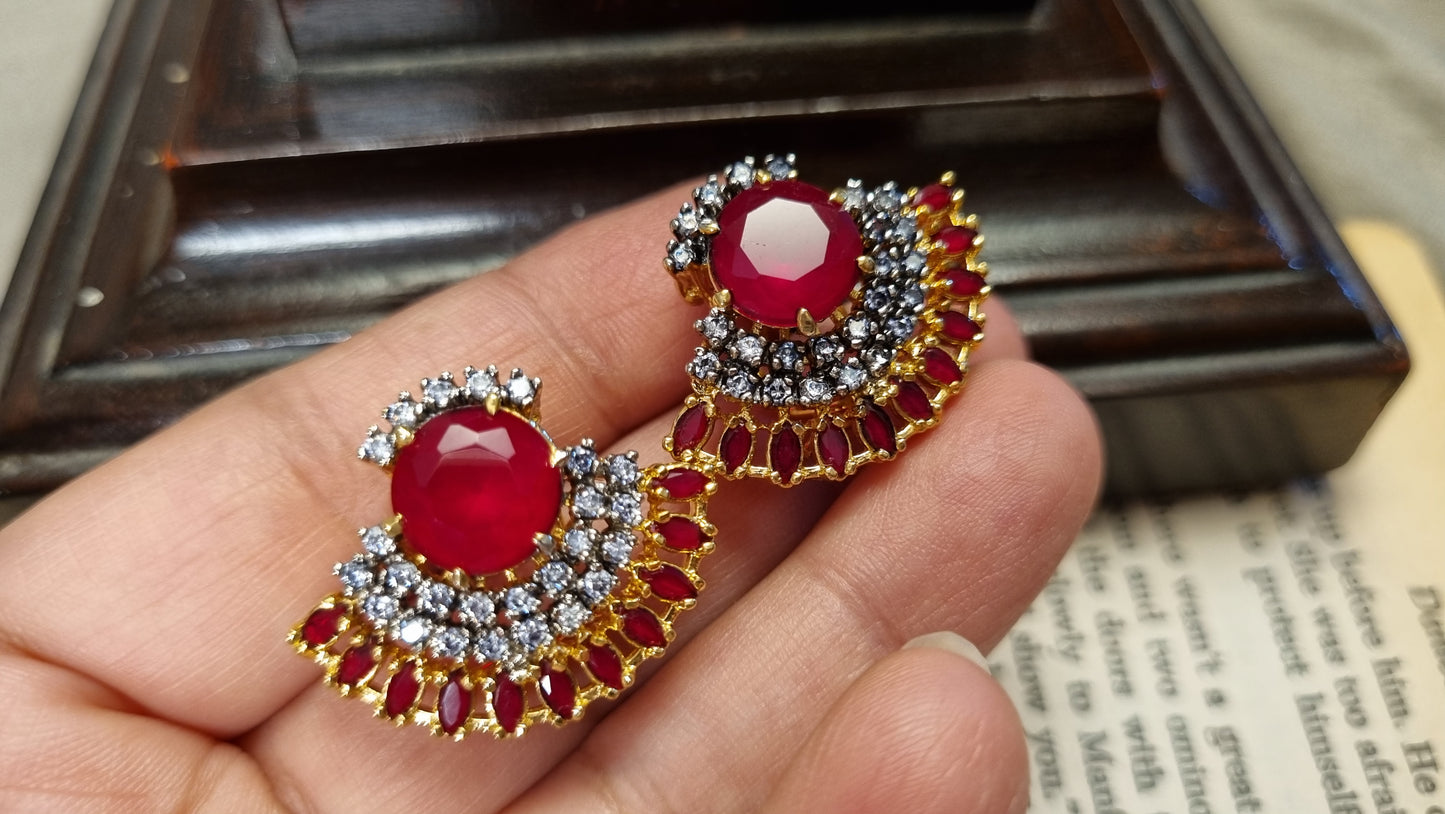 RED & ZIRCON EARRINGS