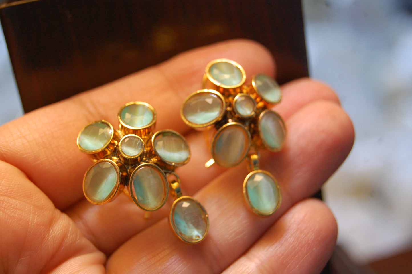 JADE GREEN FLORAL EARRINGS