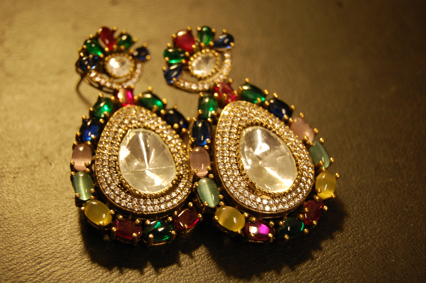 MULTI POLKI KUNDAN EARRINGS