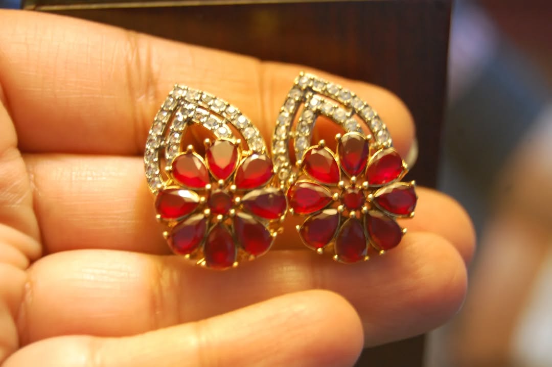 RED & ZIRCON EARRINGS