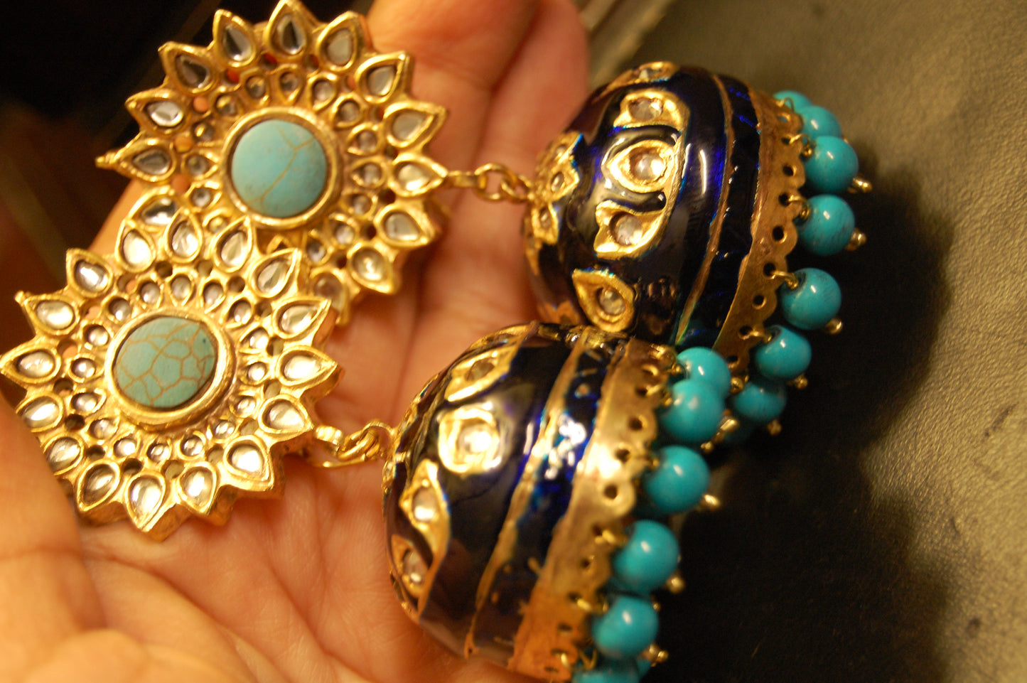 BLUE MEENA & FEROZA KUNDAN JHUMKAS