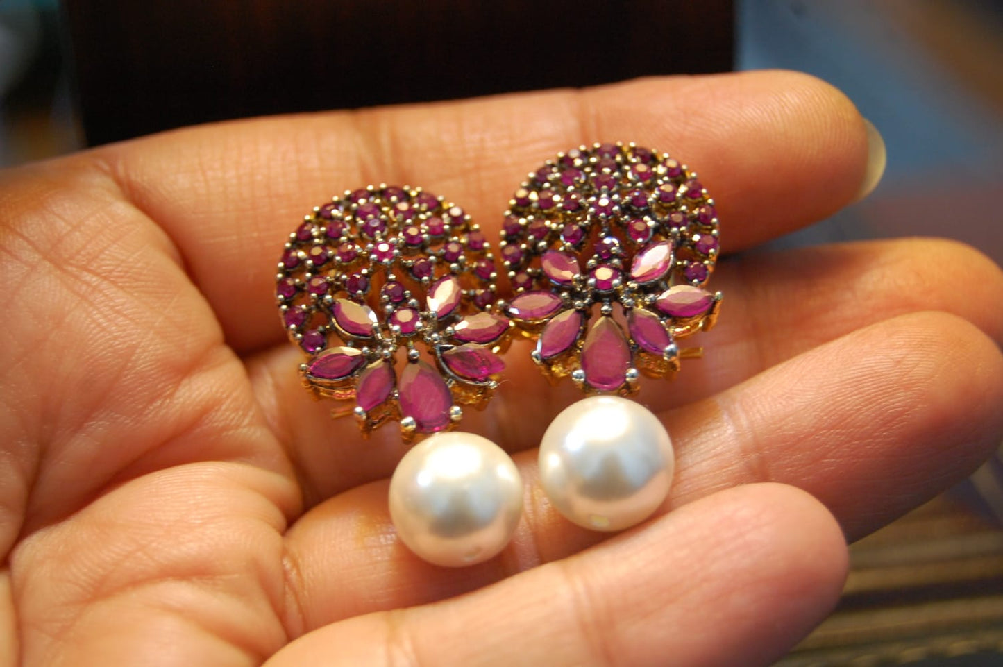 RED & PEARL EARRINGS