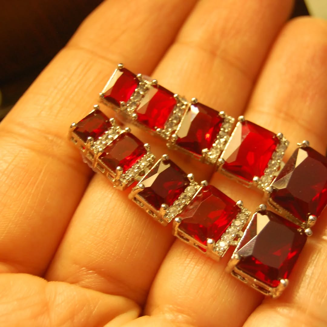 RED & ZIRCON EARRINGS