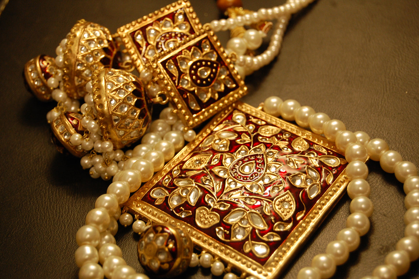 KUNDAN & RED MEENA MALA SET