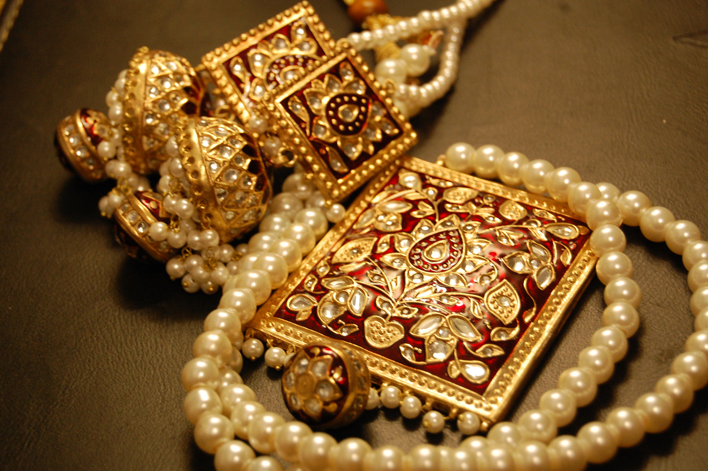 KUNDAN & RED MEENA MALA SET