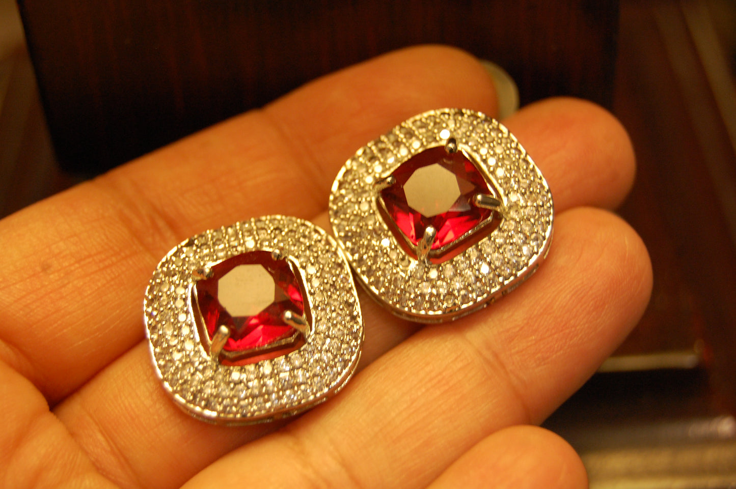 RED & ZIRCON EARRINGS