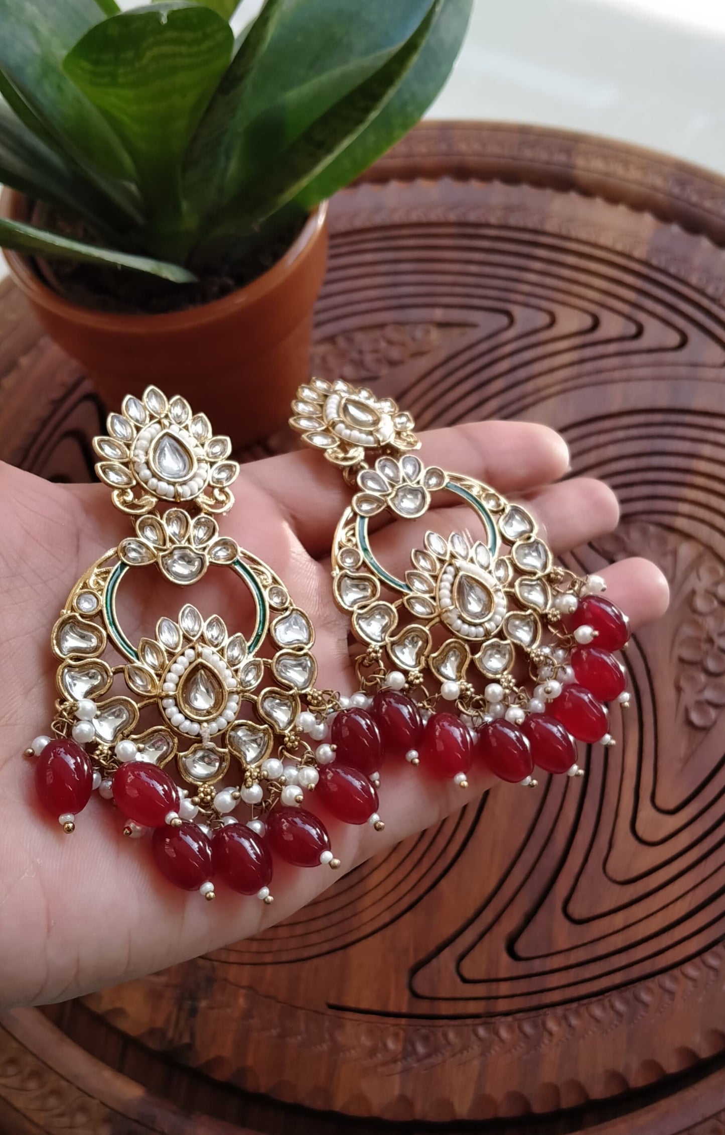 KUNDAN CHAAND BALAS WITH RED STONES