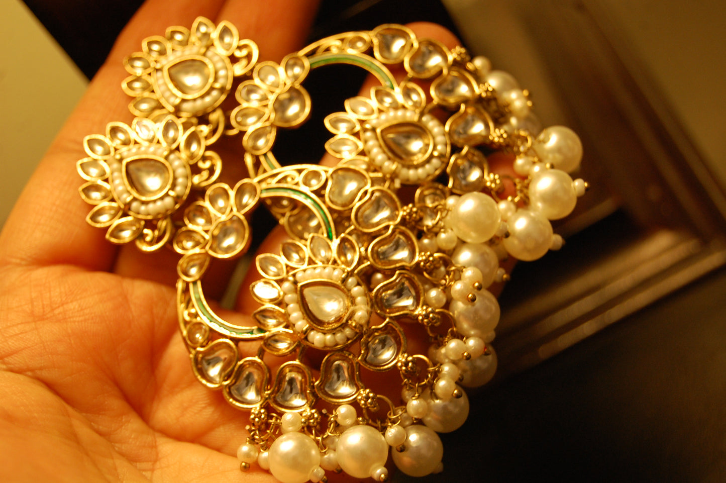 KUNDAN CHAAND BALAS WITH PEARLS